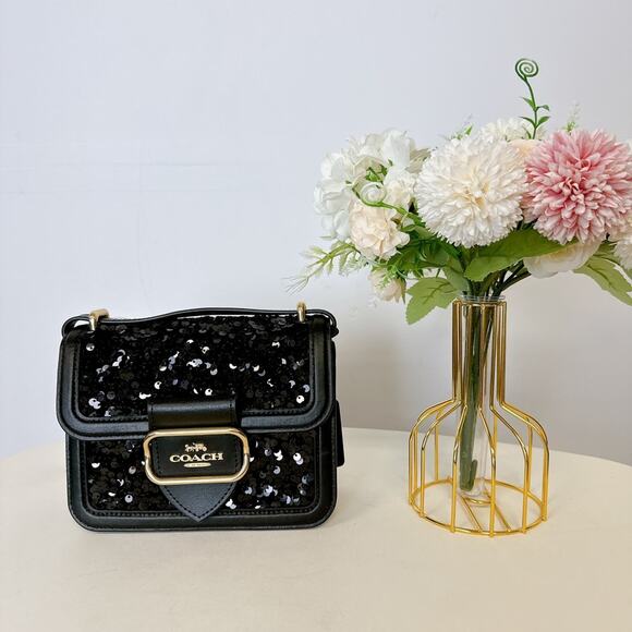 Coach CO922 Morgan Square Crossbody IN Black - Picture 2 of 7